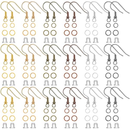 Cridoz 960PCS Earrings Making Supplies Kit with 240PCS Earring Hooks, 420PCS Jump Rings and 300PCS Earring Backs for Earring Making and Repair (Multicolors) - color: Multicolors