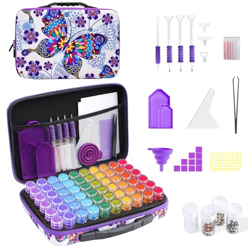 ZORETCO Diamond Painting Storage Case,60 Slots Diamond Art Kits with Accessories for Craft Jewelry Beads Organizer Boxes - color: Butterfly, size: 60 Jars