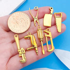 Youdiyla 80pcs Alloy Ancient Golden Father's Day Series New Tool Set Pendant Jewelry Making DIY Keychain Earrings Pendant Various Design Charms for Jewelry Making Bracelets Necklace (SN900) - color: SN900
