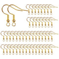 14K Gold Earring Hooks 50 PCS - Hypoallergenic Jewelry Making Supplies with Fish Hook, Ear Wires, Findings, and Hardware for DIY - color: Gold