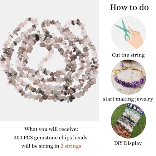 400pcs Natural Chip Stone Beads for Jewelry Making Green Ghost Quartz 5-8mm Irregular Gemstones Healing Crystal Loose Rocks Bead Hole Drilled for Ring Earrings Necklace Bracelet Making DIY Art Crafts - color: Green Ghost(2 Strands-62")