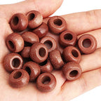 Nupuyai Pack of 30 Large Hole Stone Loose Beads for Jewelry Making, Polished Rondelle European Beads fit Charms Bracelet, Gold Sand Stone - color: Red, size: 14x8mm