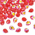 Beadthoven 50pcs Red Crystal Teardrop Glass Beads Faceted Suncatcher Beads for Jewelry Making Briolette Tear Drop Pendants Top Drilled Crystal Prism Spacers for DIY Necklace Bracelet Earring Christmas - color: Red