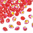 Beadthoven 50pcs Red Crystal Teardrop Glass Beads Faceted Suncatcher Beads for Jewelry Making Briolette Tear Drop Pendants Top Drilled Crystal Prism Spacers for DIY Necklace Bracelet Earring Christmas - color: Red