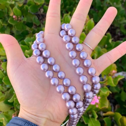 60pcs Adabele AAA Grade 6mm Natural Shell Pearl Loose Round Beads Freshwater Mother of Pearl Nacre 15 inch (Lavender Amethyst) for DIY Craft Jewelry Making SP6-11 - color: Lavender Amethyst, size: 6mm (60pcs/1 Strand)