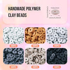 Elecrelive Black Grey Clay Beads for Bracelets Making, 6mm Flat Round Heishi Spacer Beads Loose Polymer Clay Chips 5640pcs for Chocker Necklace Earring DIY Crafts - color: Gray