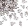 Beadthoven 100pcs Cubic Zirconia Alloy Charms Drop Shaped Platinum Pendants for Jewelry Making Choker Tiny Dangle Accessories - color: Platinum-Drop