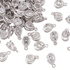 Beadthoven 100pcs Cubic Zirconia Alloy Charms Drop Shaped Platinum Pendants for Jewelry Making Choker Tiny Dangle Accessories - color: Platinum-Drop