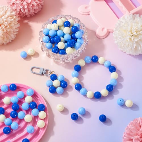 100 Pcs 11.5-12mm Bubblegum Beads Opaque Acrylic Chunky Loose Spacer Round Focal Beads for Jewelry Making Bracelet Necklace Keychain Craft Art Making,Hole:1.8mm,Light Sky Blue - color: Light Sky Blue