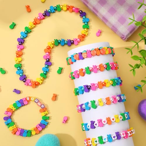 Easter Polymer Clay Beads, 300pcs Bunny Mixed Spacer Clay Beads for Spring Easter Jewelry Making DIY Bracelet Necklace Accessories Craft Party Supplies - color: Pink Blue Yellow Green Purple Orange