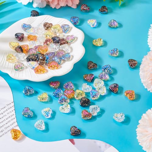 120Pcs Glass Heart Beads Electroplate Love Heart Glass Beads AB Color Plated Sweet Heart Spacer Beads for DIY Valentine Necklace Bracelet Earring Jewelry Making - color: Heart # 2