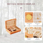 Travel Jewelry Case Small Wood Jewelry Organizer Jewelry Box for Women (Pine Wood Print C) - color: Pine Wood Print C