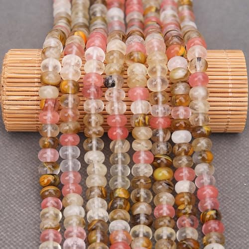BONNY BOXX 1 Strand Natural 5 * 8mm Watermelon Rind Rondelle Beads, Natural Abacus Disk Stone Beads Loose Spacer Gemstone for DIY Bracelet Necklace Jewelry Making - color: Watermelon Rind, size: 5*8MM