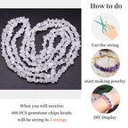 400pcs Natural Chip Stone Beads for Jewelry Making Clear Quartz 5-8mm Irregular Gemstones Healing Crystal Loose Rocks Bead Hole Drilled for Ring Earrings Necklace Bracelet Making DIY Art Crafts - color: Clear Quartz (2 Strands-62")