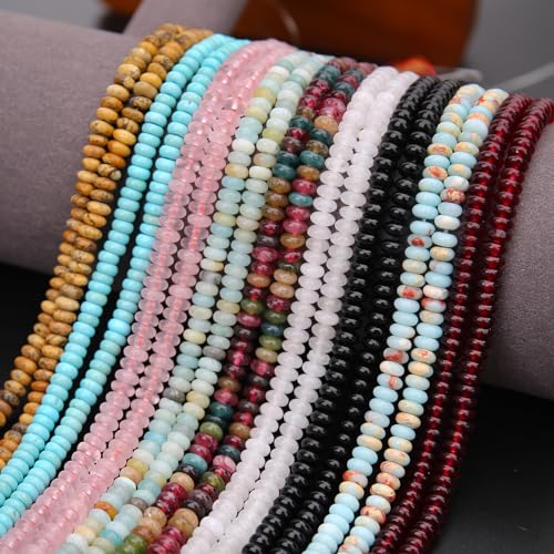 BONNY BOXX 1 Strand (150PCs) Natural 2 * 4mm Black Obsidian Rondelle Beads, Natural Abacus Disk Stone Beads Loose Spacer Gemstone for DIY Bracelet Necklace Jewelry Making - color: Black Obsidian, size: 2*4MM