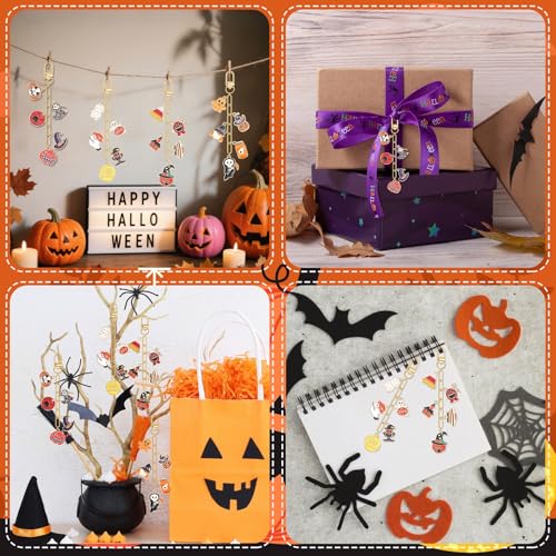 AUGSUN 189Pcs Halloween Keychain Making Kit, Charm Making Crafts 60 Halloween Charms 12 Keychain Clips Hooks 15 Extender Chains 100 Jump Ring for Crafts Accessories Holiday Gifts - style: Halloween