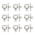 Craftdady 20 Sets Antique Silver Heart Toggle Clasps Tibetan T Bar Closure End Clasps for Bracelet Necklace Making - color: Antique Silver, 18.5x14mm