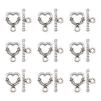 Craftdady 20 Sets Antique Silver Heart Toggle Clasps Tibetan T Bar Closure End Clasps for Bracelet Necklace Making - color: Antique Silver, 18.5x14mm