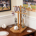 Large Two-Layer Baseball or Softball Drip Necklace Organizer Holder,Exquisite Wooden Championship Ring Display Holder,Baseball,Sports or Softball Ring Holder,Trophy Gift for Players & Coaches