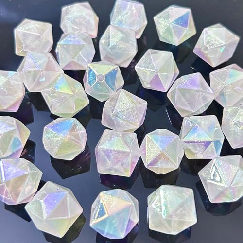 AB Color Noctilucence Acrylic Cube Bead DIY Beading Hairband Bracelets Necklace Craft Embelishment (Shiny Glitter-Cube) - color: Shiny Glitter-Cube