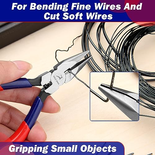 Mini Long Needle-Nose Pliers Multifunction Precision Jewelry Making Tools Comfort Grip Handle Chain Nose Pliers for Jewelry Repair Wire Bending Gripping - style: Long Nose Pliers