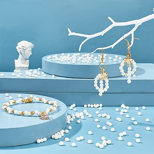 PH PandaHall 4mm Pearl Beads, 1000 Pcs Tiny Smooth Satin Luster Craft Glass Pearl Bead Round Loose Spacer Beads for Earring Bracelet Necklace Waist Chain Wedding Crafts, Cream White - color: Cream White