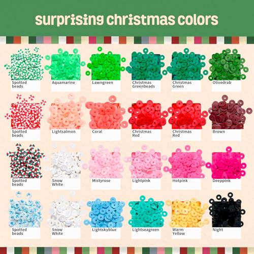 Gionlion Christmas Bracelet Making Kit, Clay Beads Friendship Bracelet Kit Christmas Crafts Gifts, Gold Beads Charm Bracelet Maker Set Preppy Jewelry Making Kit Gifts - style: Christmas Limited