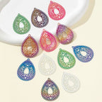 Dazzling Colorful Filigree Charms Hollow Out Multicolor Geometric Filigree Pendants for DIY Jewelry Making Earrings Necklaces Components - color: Waterdrop-2