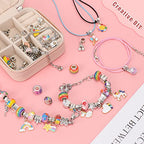 Hysagtek Charm Bracelet Making Kit - 66 Pcs DIY Jewelry Making Kit Bracelet Making Kit Beads Necklace Crafts for Teen Girls with Portable Bracelet Organizer Box, Rainbow - color: Pink