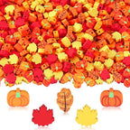 Fall Polymer Clay Beads, 300pcs Thanksgiving Fall Leaf Pumpkin Clay Beads for Jewelry Making Autumn DIY Bracelet Necklace Accessories Craft Party Supplies - color: Yellow Orange