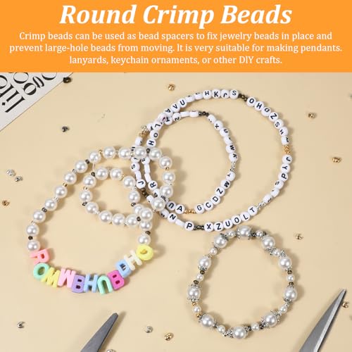 LXUEJIE 600 Pcs Crimp Bead Covers, Crimp Beads for Jewelry Making, 4mm Multi-Color Alloy Crimps Bead Knot Covers Half Round Open Crimps Beads for Bracelet Jewelry Making Craft DIY