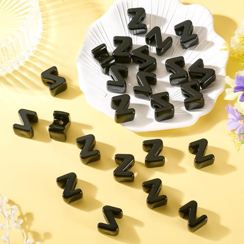 FASHEWELRY 30Pcs Acrylic Letter Z Beads with Large Hole Big Plastic Letter Blocks European Beads 3D Letters Chunky Vowel Initial Alphabet Bead for Key Chains Necklace DIY Arts Craft Projects - color: Black, size: Z
