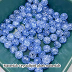 100pcs Crackle Glass Beads 8mm Round Crystal Glass Spacer Crafts Beads for Jewelry Making Necklace Bracelet Earrings DIY Crafts(Azure) - color: Azure, size: 8mm