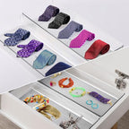 6 Pcs Large Clear Plastic Drawer Organizers Tray 15" x 6.3" Storage Bins with 25 Pcs Non-Slip Pads for Makeup, Jewelries, Kitchen Utensils, Bathroom and Office - size: 15"x6"