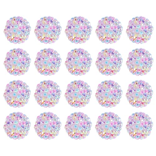 20mm Rhinestone Beads for Pens, 20pcs Chunky Large Spacer Bead for DIY Pens Phone Chain Keychain Candy Sparkle Bling Ball Beads Bulk(Multicolour) - color: AB Multicolour 20MM 20PCS, size: 20MM