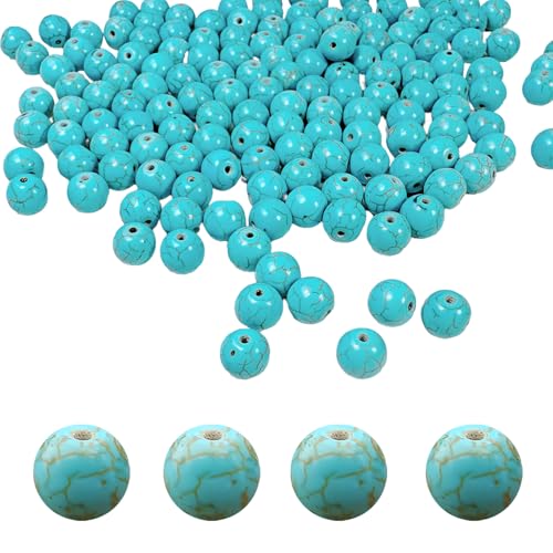 Turquoise Beads Bulk 8mm - 450pcs Natural Semi-Precious Gemstone Round Space Loose Beads for Jewelry Making, Bracelets, Necklaces, Earring, DIY Handmade Crafts, Healing Stone Gifts - color: Round 8mm