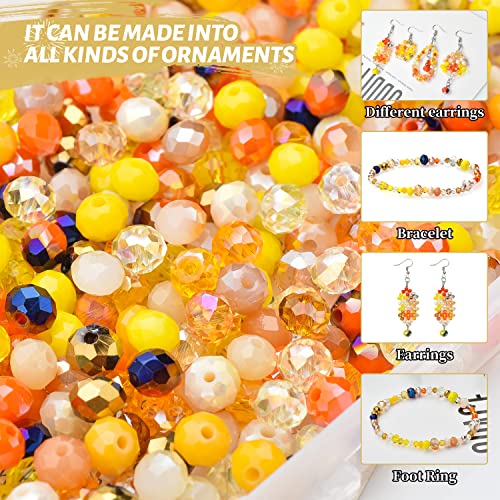 Wholesale 4/6/8mm Crystal Rondelle Beads for Jewelry Making Findings Include Plastic Storage Box,Faceted Glass Beads,Spacer Beads for Bracelets Earrings - color: Golden