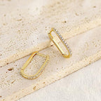 Me&Hz Gold Huggie Earrings Small Huggie Hoop Earrings for Women 14K Gold Plated Hypoallergenic Cubic Zirconia Huggies Mini Silver Hoop Earring for Women - color: Paperclip Hoop - CZ, Gold