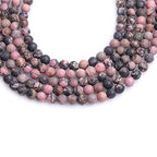 6mm Natural Stone Black Rhodonite Frosted Matte Unpolished Round Beads for Jewelry Making Strand 15 inch - color: Black Rhodonite, size: 6mm