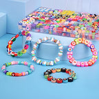1000PCS Polymer Clay Beads Bracelet Making kit, 24 Style Cute Fun Beads Flower Animal Rainbow Eye Charms for Jewelry Necklace Earring Making DIY Accessories for Women Girls - color: B1#Style 2
