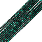Faceted Natural Malachite 2-3mm Cube Square Loose Beads Gemstone Small Loose Beads Healing Crystal Energy Stone for DIY Jewelry Making 15" - color: Malachite