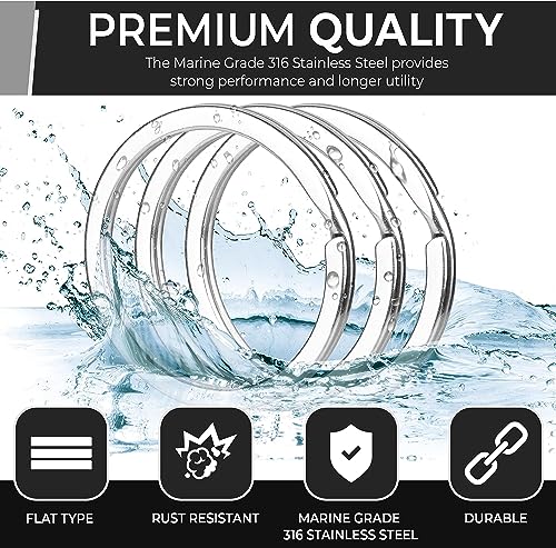CREST Surgical and Marine Grade Stainless Steel Split Ring for Keychains SS316L Key Rings for Car Keys - color: 10-pack 316lss