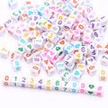 ToBeIT 800pcs Number Beads Acrylic Cube Beads Alphabet Square Letter Beads for DIY Key Chains Bracelets Necklace Jewelry Making (White-Color) - color: white-color
