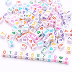 ToBeIT 800pcs Number Beads Acrylic Cube Beads Alphabet Square Letter Beads for DIY Key Chains Bracelets Necklace Jewelry Making (White-Color) - color: white-color