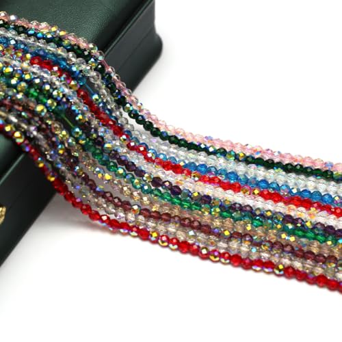 10 Strands Artificial Color Plating Faceted Beads Synthetic Colorful Crystal Beaded for Jewelry Making Necklace Decoration 4mm