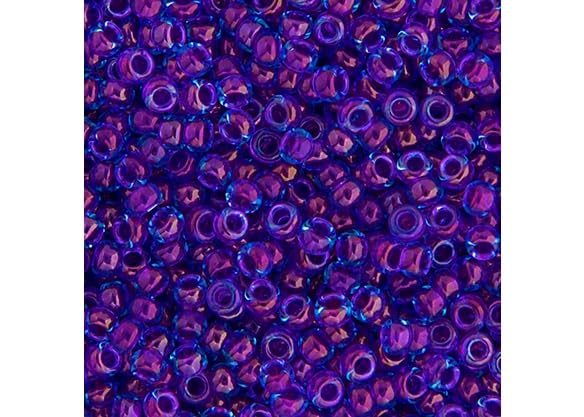 Miyuki Japanese Glass Seed Beads 22gms 11/0 in Luster Aqua Fuchsia Lined - color: Luster Aqua Fuchsia Lined