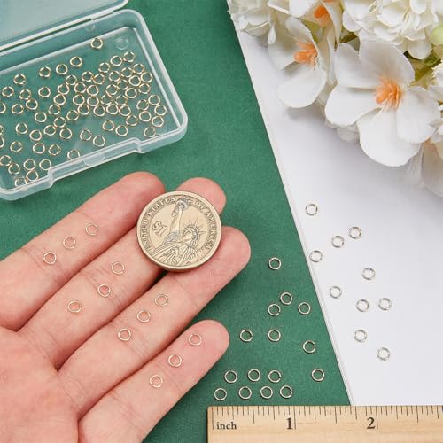 PH PandaHall 100pcs 24K Gold Jump Rings, 4mm Open Jump Rings Golden Brass Jewelry Connector Ring 22 Gauge Unsoldered O Ring for Earrings Bracelets Necklaces Chain Choker DIY Craft Making - size: 4mm