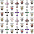 60Pcs/30Set Rosary Making Kits Supplies Religion Cross and Center Medal Charms Alloy Picture Jesus Enamel Pendant for Diy Prayer Necklace Jewelry