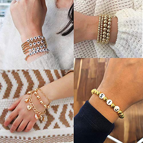 200pcs White K Smooth Round Spacer Beads - White K Plated Brass, Tarnish Resistant, Seamless Loose Connector Beads for DIY Bracelet Jewelry Making (4mm/0.16 inch) - color: 4mm/0.16 inch (White K)