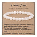 LPBeads Handmade Natural Gemstone Stretch Elastic Bracelet Healing Crystal Round Stone Beads Jewelry Gifts for Women Men - color: White Jade, size: 6mm